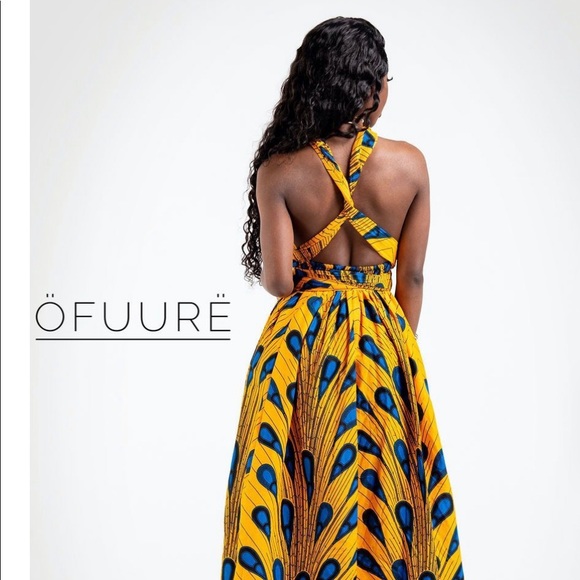 African Yellow Bulb Maxi Infinity Dress - Picture 2 of 4